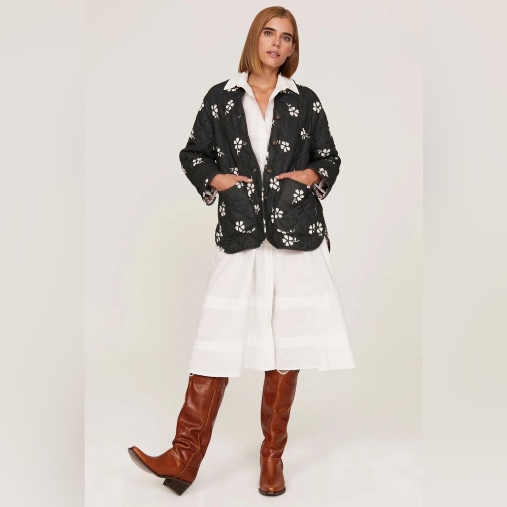 Marine Layer Reversible Quilted Jacket – Size XL – Black Floral